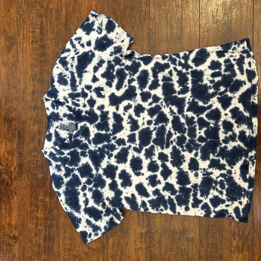 True Religion Navy and White Tie-Dye Tee